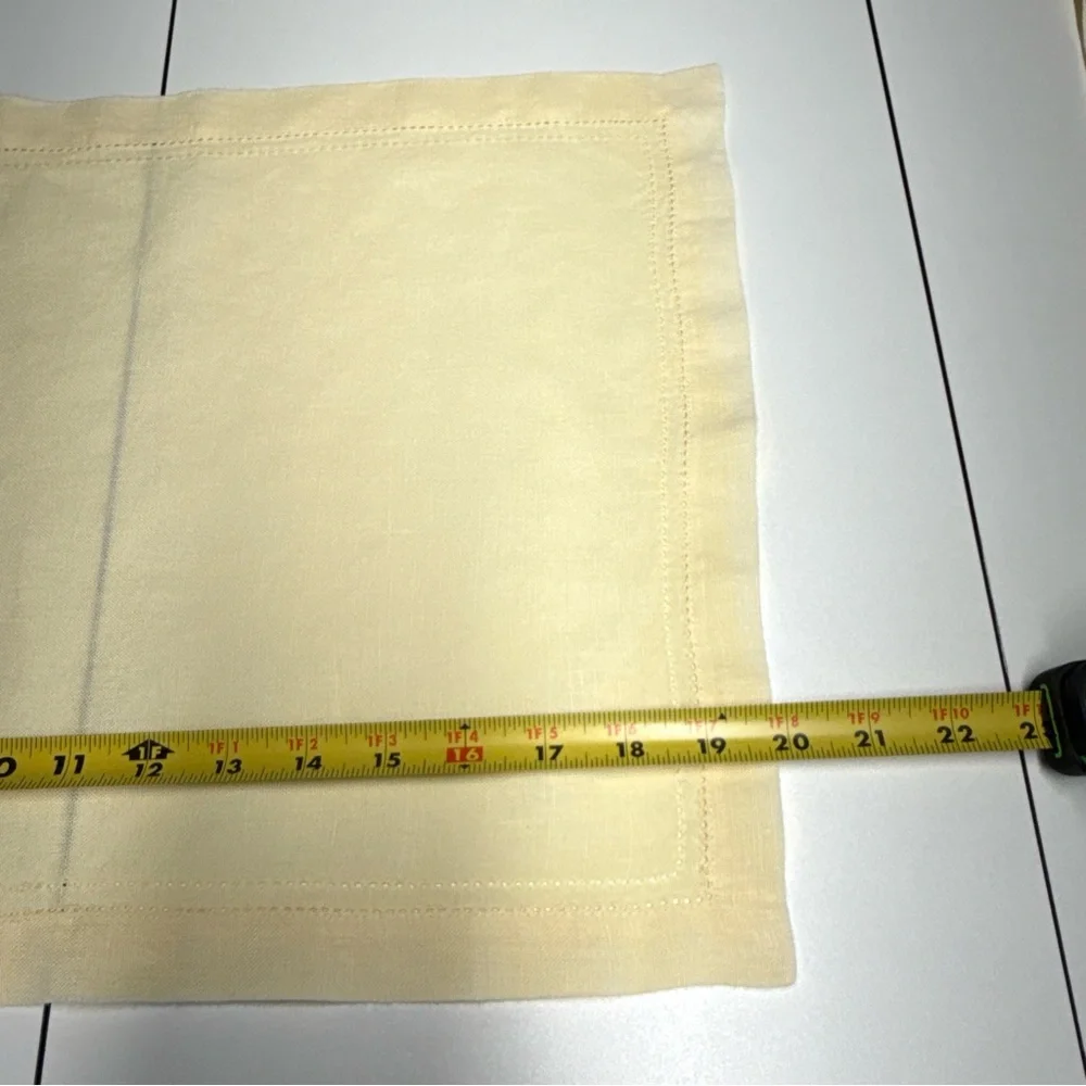 VTG (6) Williams Sonoma Linen Double Hemstitched Placemat/Napkins Yellow Hungary
